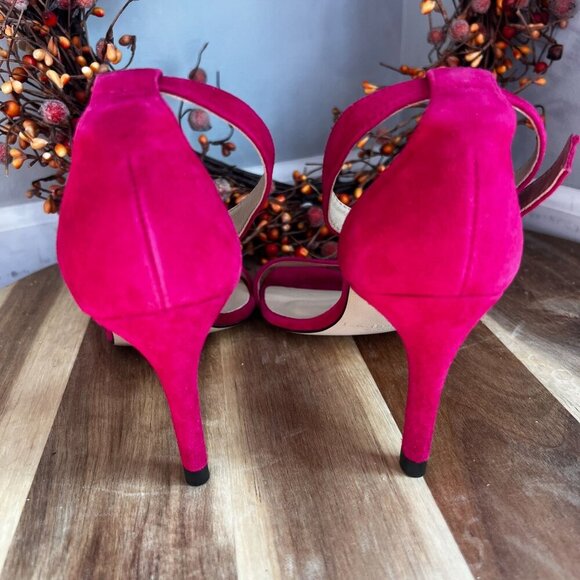 L.K. Bennett DORA Suede Open Toe Sandal Heel Shoes Size 36EU Pink Fuschia - Picture 6 of 11
